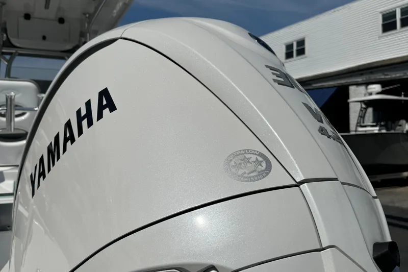 Slide: The Image of Yamaha engine on 2022 Cape Horn 22 OS boat, close-up view. - 10