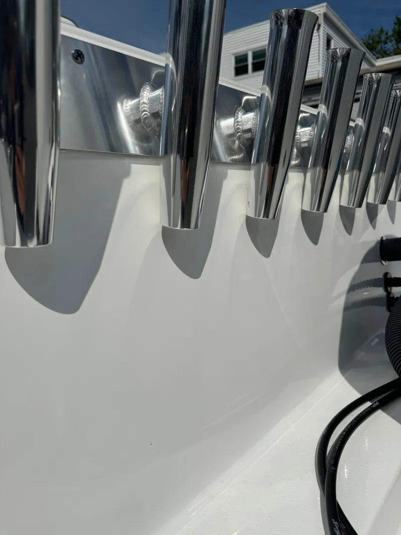 Slide: The Image of Close-up of 2022 Cape Horn 22 OS boat's chrome rod holders. - 4