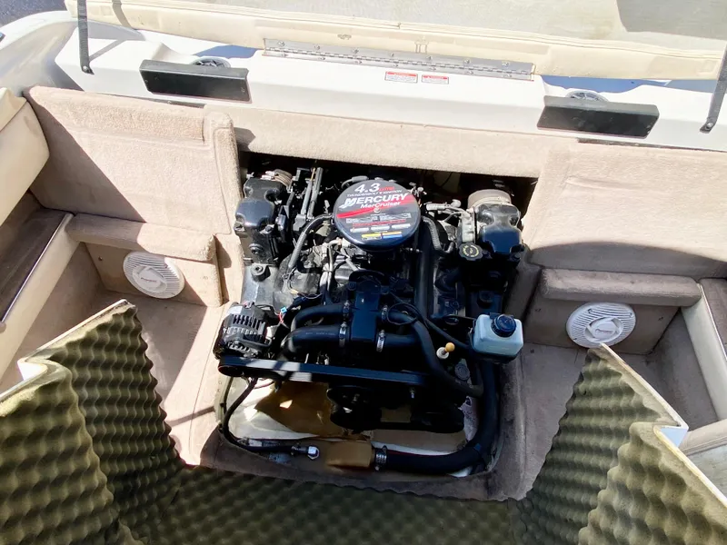 Slide: The Image of Engine compartment of a 2001 Sea Ray 185 Bow Rider boat. - 20