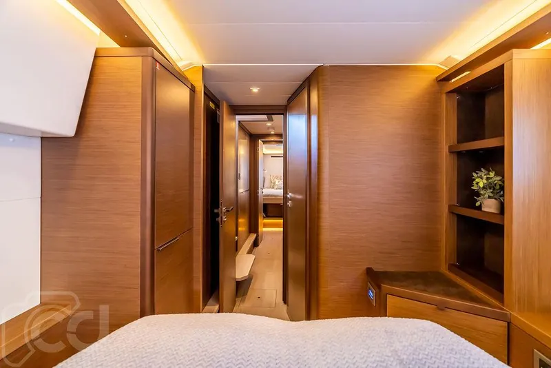 Slide: The Image of Luxurious interior of 2021 Lagoon 46 yacht with wood finish and modern design. - 40