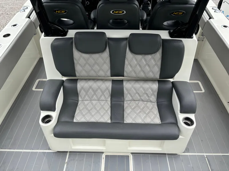 Slide: The Image of 2017 HCB Speciale boat interior with luxurious seating and modern design. - 17