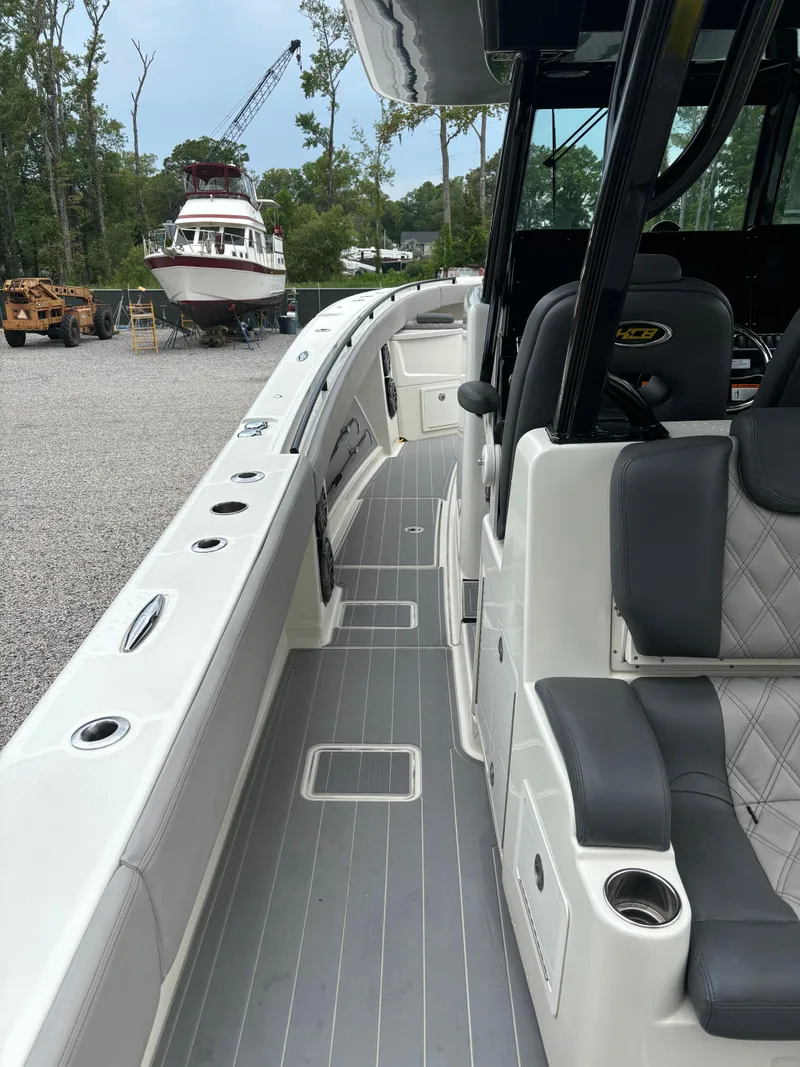 Slide: The Image of 2017 HCB Speciale boat interior with sleek seating and modern design. - 18