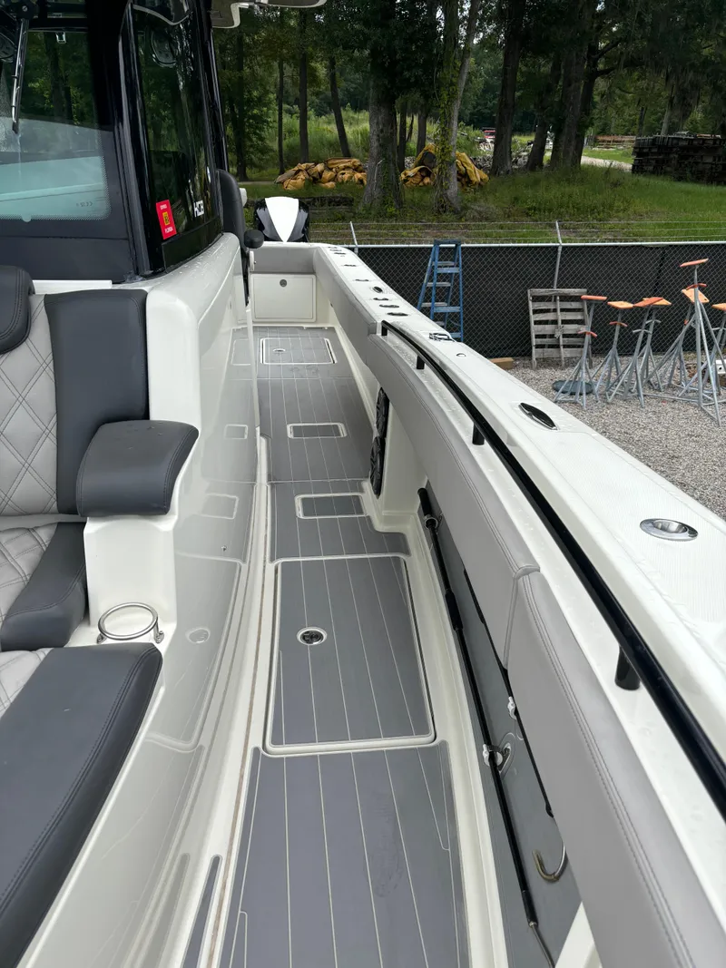 Slide: The Image of 2017 HCB Speciale boat interior with sleek seating and modern design. - 19