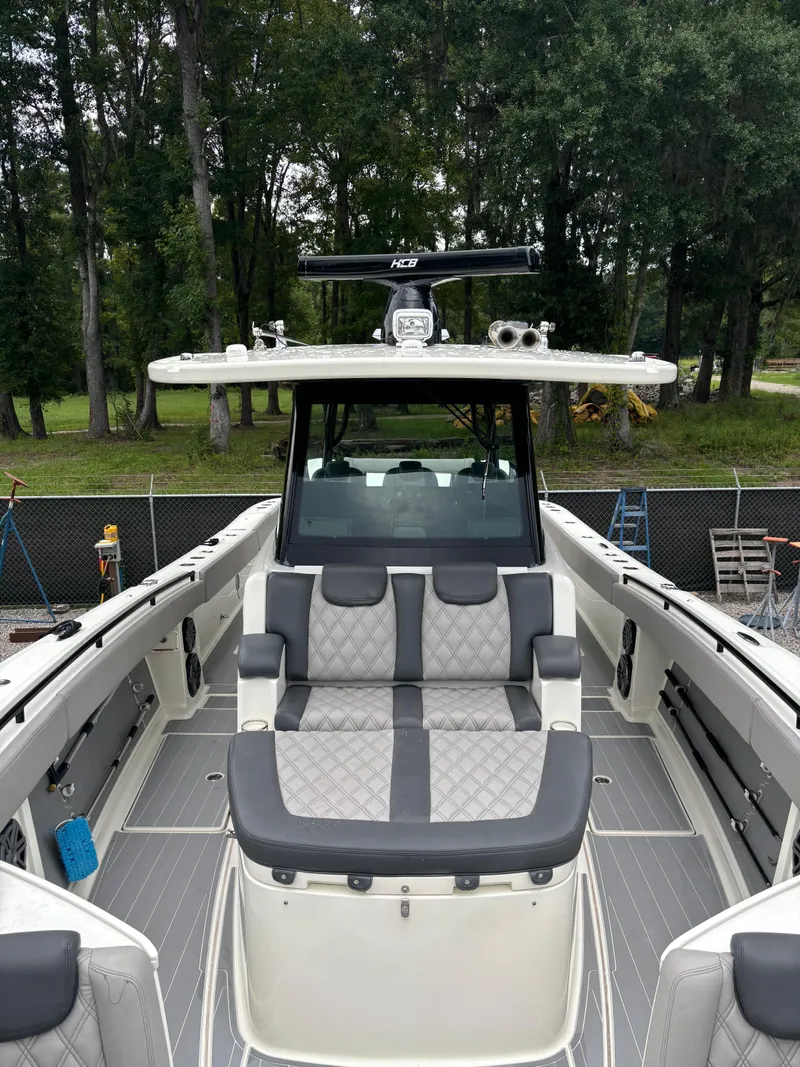 Slide: The Image of 2017 HCB Speciale boat with luxurious seating and sleek design. - 34