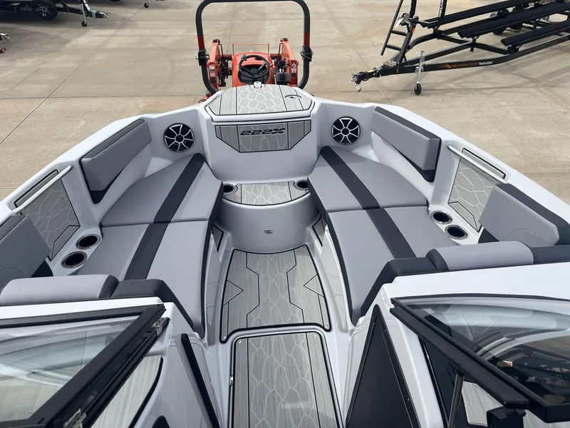 Slide: The Image of 2024 Yamaha Boats 222XD interior with sleek seating and modern design. - 9