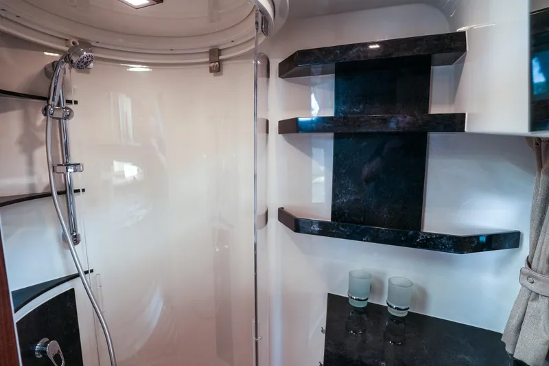 Slide: The Image of Modern bathroom in 2025 Marex 330 Scandinavia yacht with sleek shower and shelves. - 36