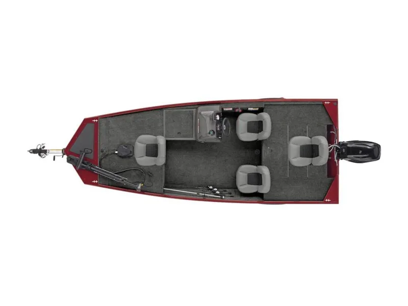 Slide: The Image of 2024 Tracker BASS TRACKER® Classic XL boat, top view, red exterior, four seats. - 14