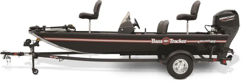 Slide: The Image of 2024 Tracker BASS TRACKER® Classic XL fishing boat with trailer, side view. - 2