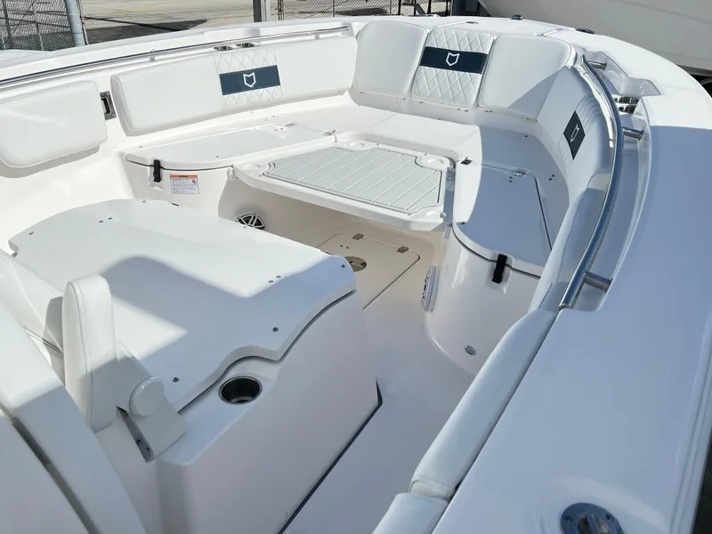 Slide: The Image of 2025 Sea Fox 288 Commander boat interior with spacious seating and modern design. - 19