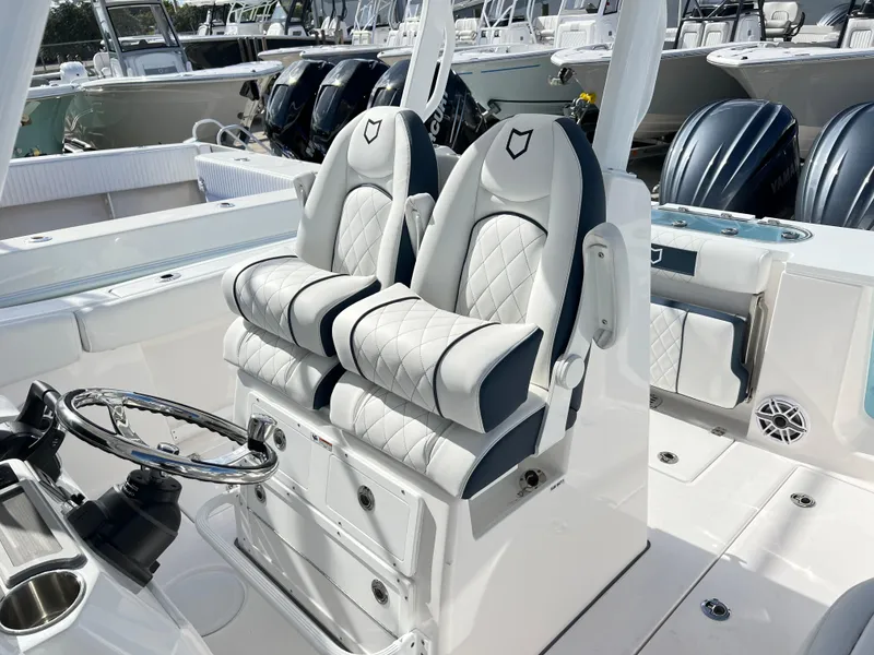 Slide: The Image of Luxury seating on 2025 Sea Fox 288 Commander boat, featuring sleek design and modern amenities. - 39
