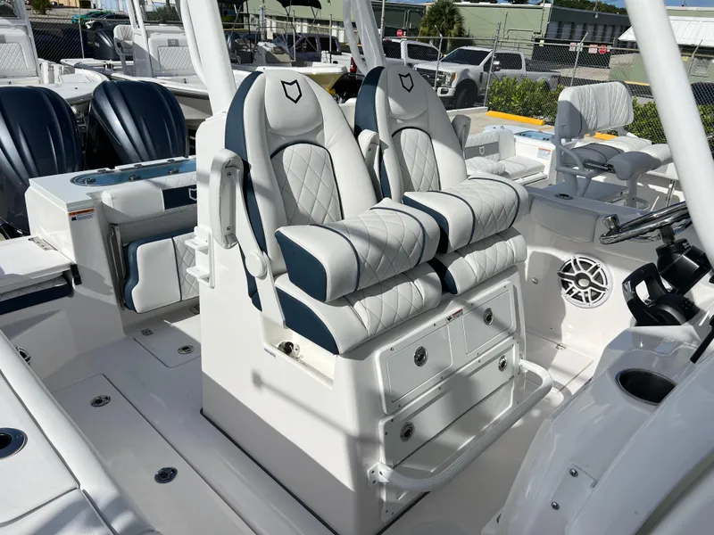 Slide: The Image of 2025 Sea Fox 288 Commander boat interior with luxurious seating and modern design. - 41