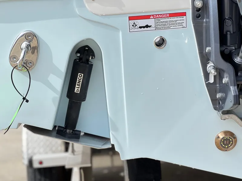 Slide: The Image of 2025 Sea Fox 288 Commander boat detail with Lenco trim tab actuator. - 5