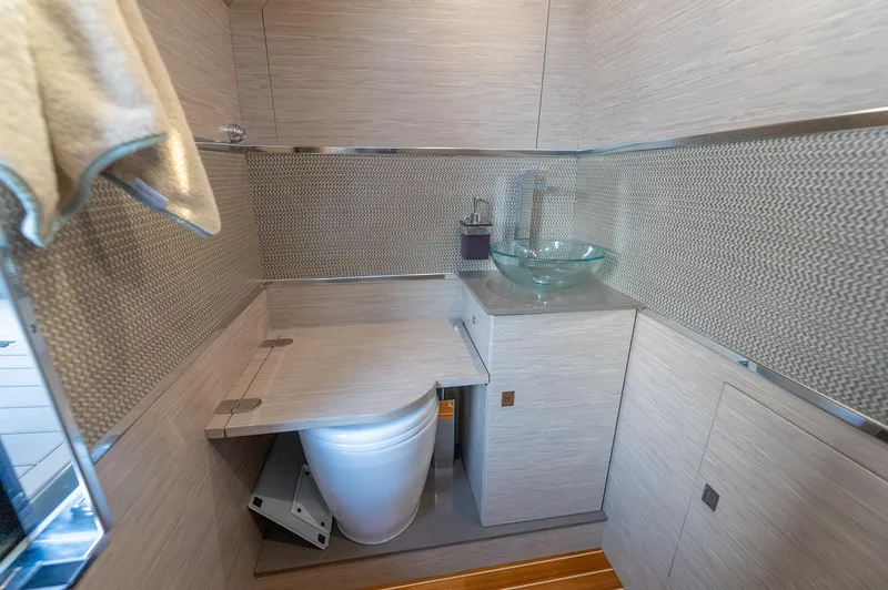 Slide: The Image of Modern bathroom in 2024 G-Tender DIECI yacht with sleek design and glass sink. - 23