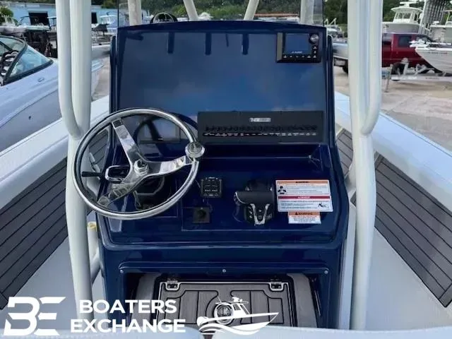 Slide: The Image of Control console of the 2025 Pathfinder 2400 Open boat. - 8