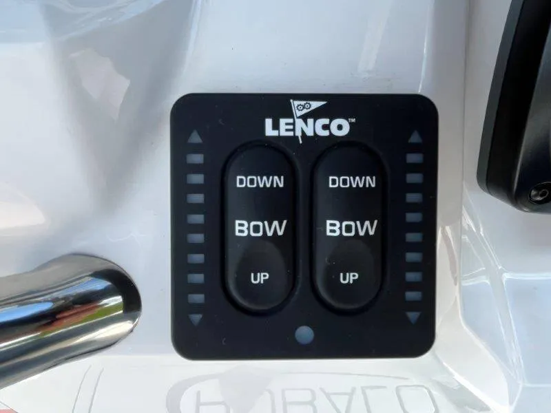 Slide: The Image of Lenco trim tab control panel on 2024 Robalo R180 boat. - 37