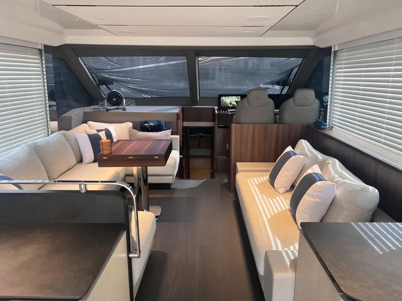 Slide: The Image of Luxurious interior of 2024 Astondoa AS5 yacht with modern seating and helm station. - 19