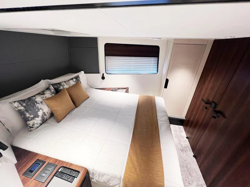 Slide: The Image of Luxurious bedroom interior of 2024 Astondoa AS5 yacht with modern design and elegant decor. - 30