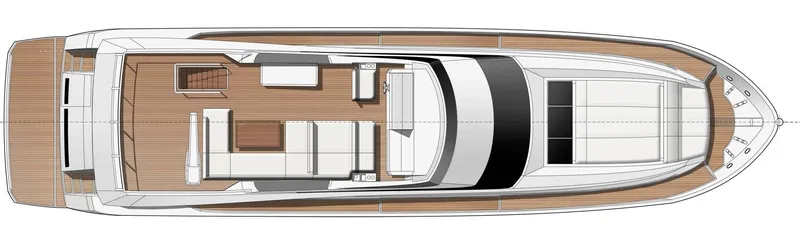 Slide: The Image of Top view layout of 2016 Prestige 750 yacht, showcasing spacious deck and seating areas. - 44