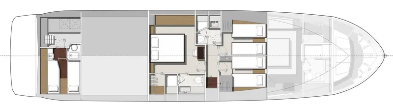 Slide: The Image of Prestige 750 yacht 2016 floor plan with bedrooms and bathrooms layout. - 46