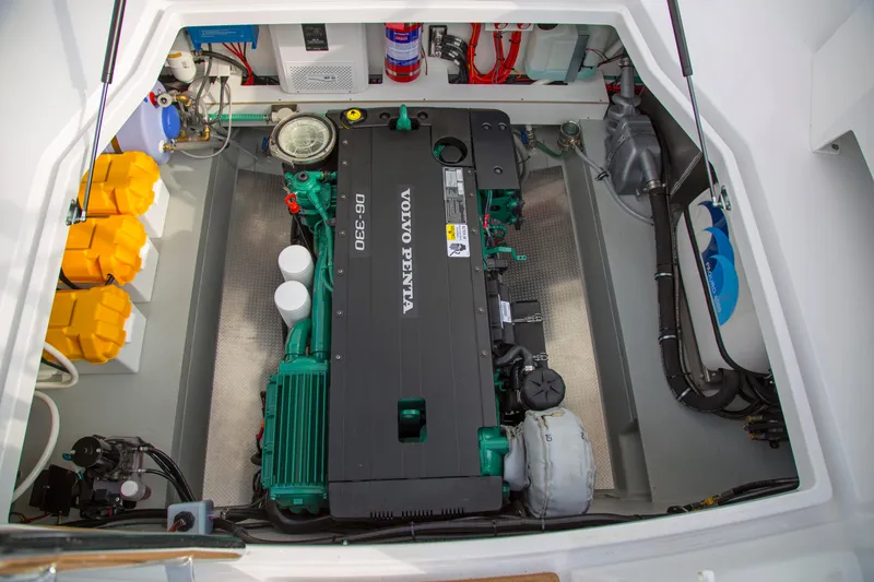 Slide: The Image of 2024 Sargo 31 engine compartment with Volvo Penta D6-370 engine. - 15