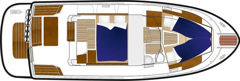 Slide: The Image of 2024 Sargo 31 boat layout with cabins, seating, and deck areas. - 19