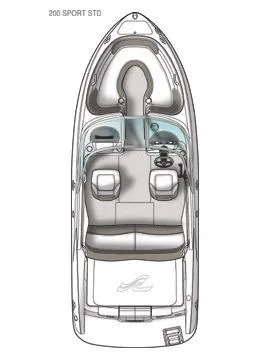 Slide: The Image of Top view of 2005 Sea Ray 200 Sport boat interior layout. - 11