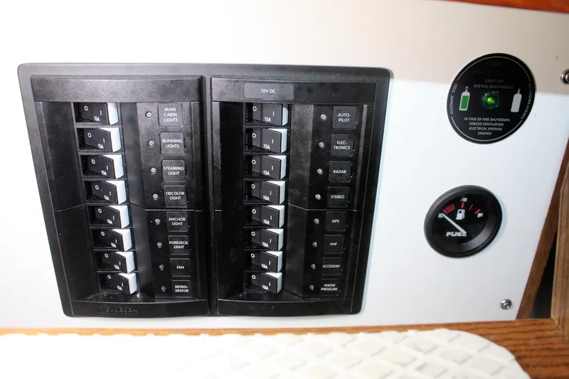 Slide: The Image of Electrical control panel in a 1987 Morris Linda vehicle interior. - 49