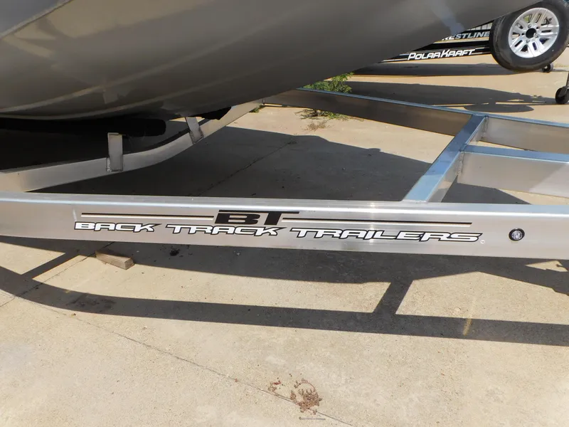 Slide: The Image of Back Track Trailers logo on Express h17C, 2025 model boat trailer. - 2