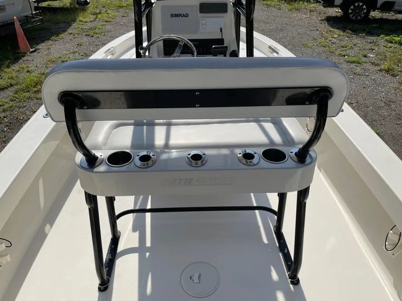 Slide: The Image of Pathfinder 2005 TRS boat interior with rod holders and steering console, 2021 model. - 48
