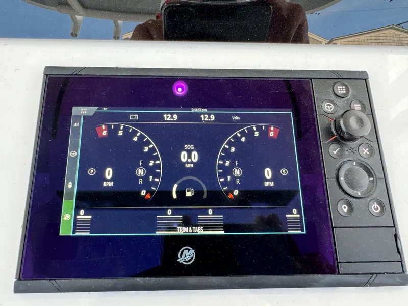 Slide: The Image of 2025 Valhalla Boatworks V-33 dashboard display with speed and RPM gauges. - 37