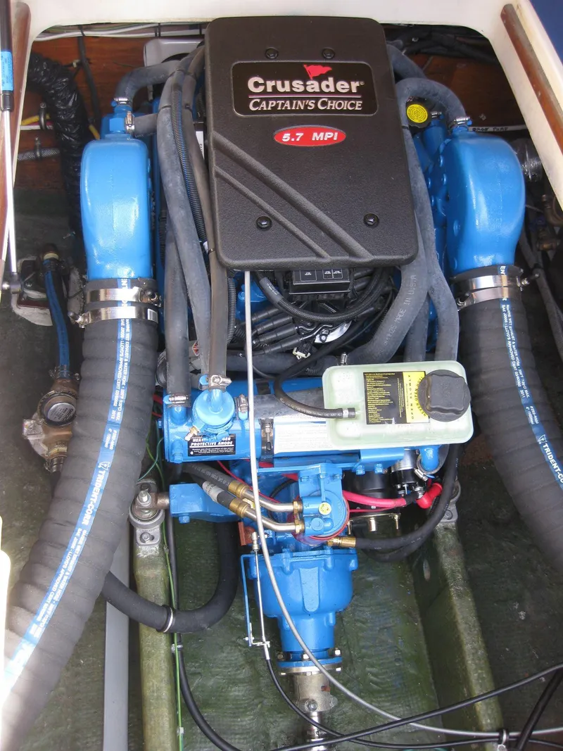 Slide: The Image of Engine of 1977 Chris-Craft 28' Cruiser with Crusader Captain's Choice 5.7 MPI. - 32