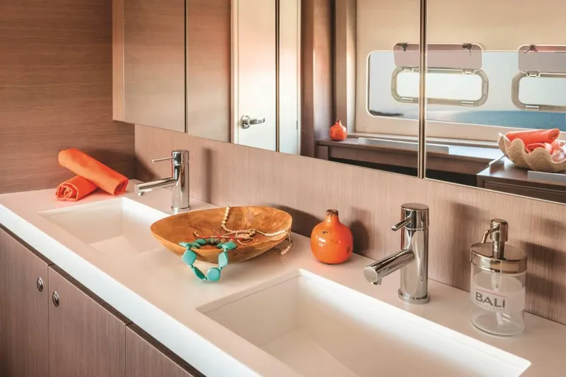 Slide: The Image of Modern bathroom in 2021 Bali 4.8 yacht with dual sinks and stylish decor. - 31
