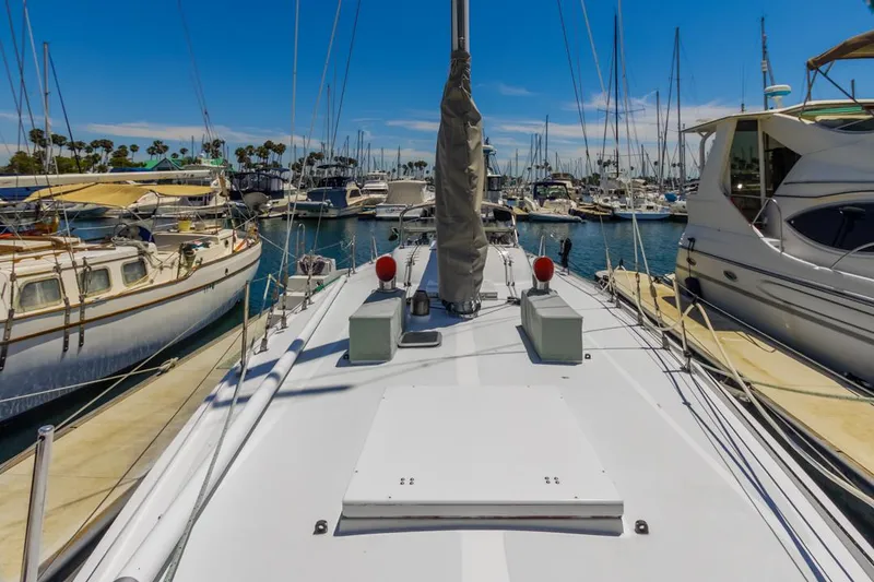 Slide: The Image of Interior of 1972 Columbia 43 Custom sailboat with cozy seating and modern amenities. - 3