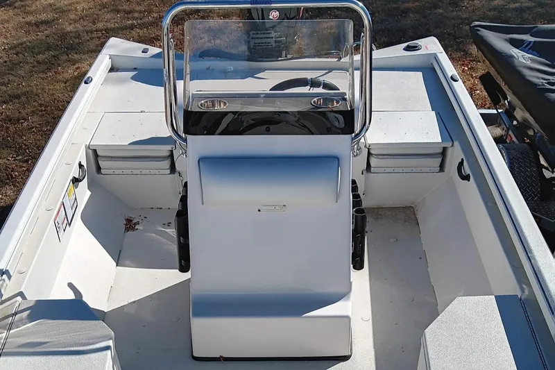 Slide: The Image of 2024 Ranger RB190 boat interior with center console and steering wheel. - 4