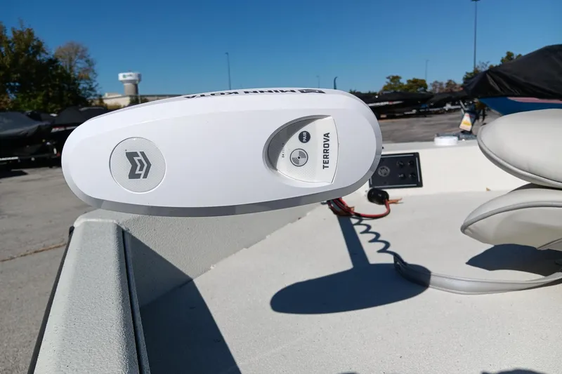 Slide: The Image of 2024 Ranger RB190 boat with Minn Kota Terrova trolling motor on deck. - 6