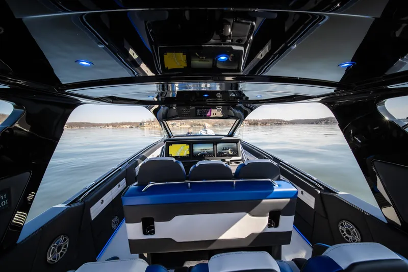 Slide: The Image of Interior of 2025 Cigarette 42 Auroris boat with modern design and advanced navigation systems. - 24