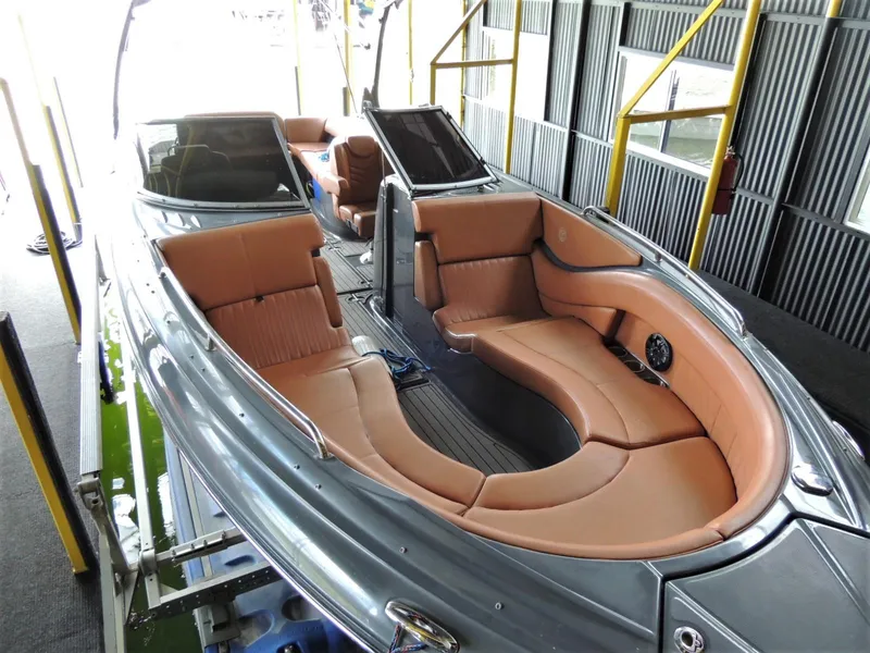 Slide: The Image of 2017 Cruisers Sport Series 298 SS South Beach Edition boat with luxurious seating. - 12