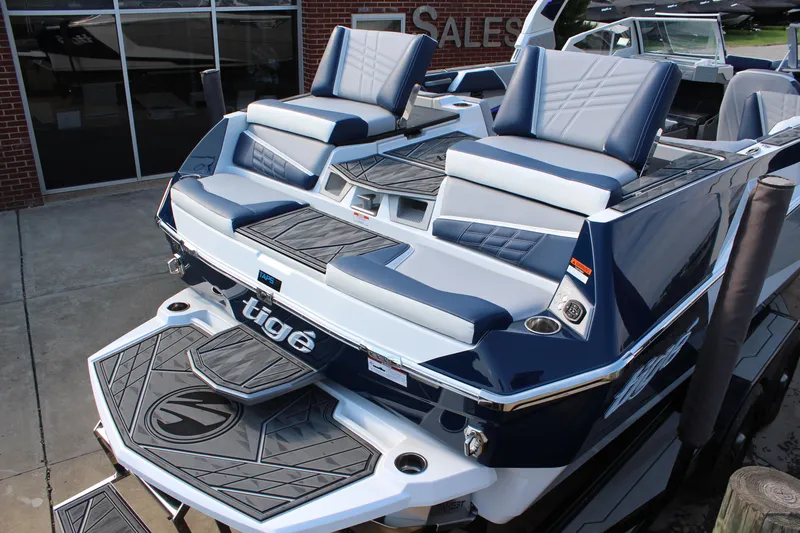 Slide: The Image of 2025 Tigé Ultré 25ZX boat with sleek seating and modern design. - 7