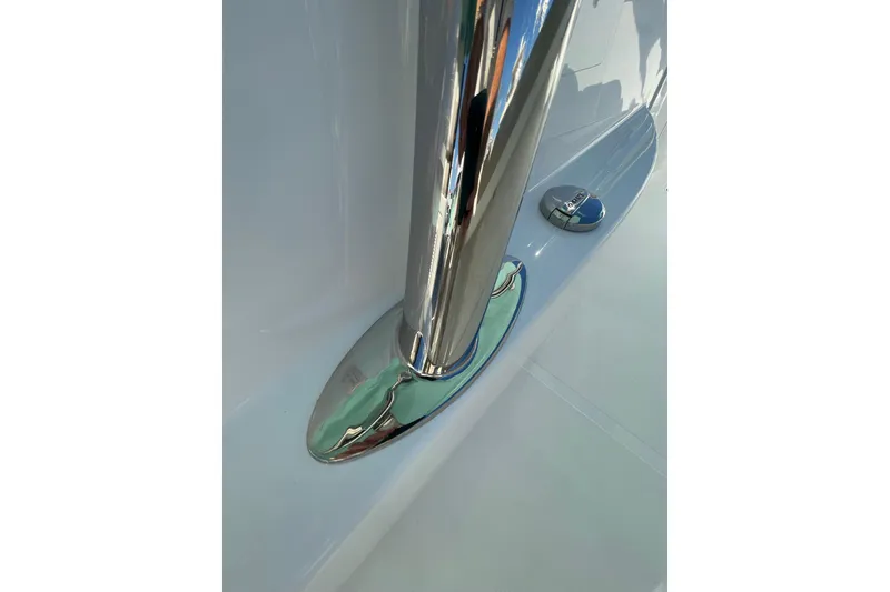 Slide: The Image of Close-up of polished metal structure on 2026 Mag Bay 38 CC boat. - 33
