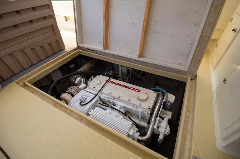 Slide: The Image of Engine compartment of 2008 Chesapeake 48 Deadrise boat with Cummins engine. - 42