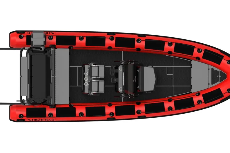 Slide: The Image of Aerial view of Highfield Patrol 860 boat, 2026 model. - 13