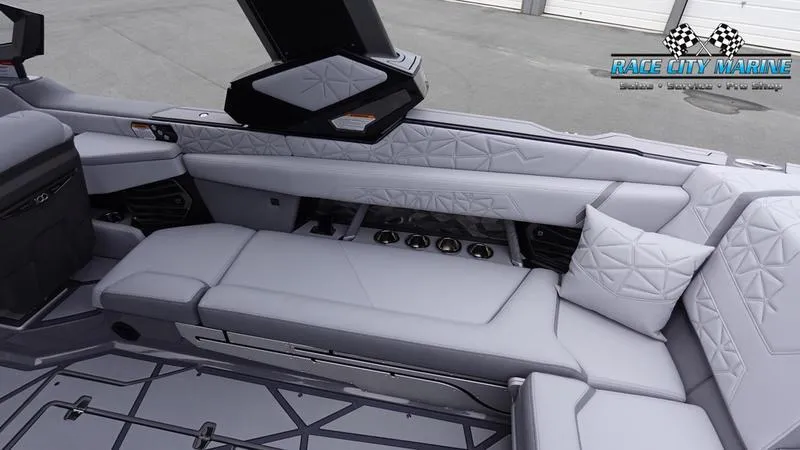 Slide: The Image of Luxurious interior of 2025 Nautique Super Air Nautique G25 Paragon boat. - 33