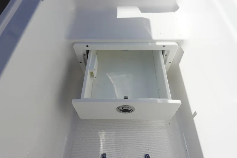 Slide: The Image of Open storage compartment on 2025 Sea Hunt Ultra 265 SE boat. - 37