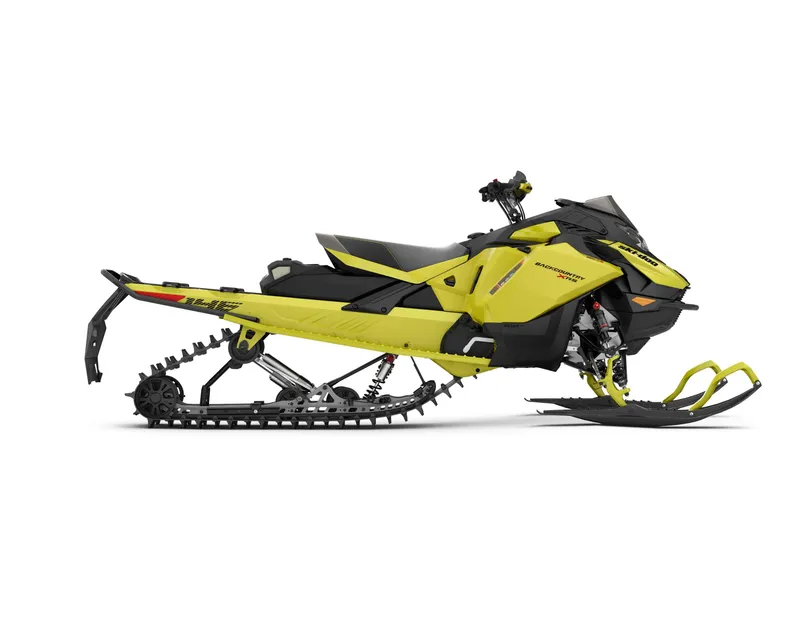 Slide: The Image of 2025 SKI DOO BACKCOUNTRY X-RS 146 850 ETEC snowmobile, vibrant yellow design. - 3