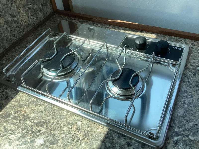 Slide: The Image of Stainless steel two-burner stove on Willis Beal 35 Extended Pilothouse, 2021 model. - 30