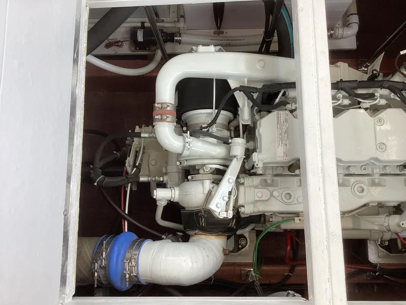 Slide: The Image of Engine compartment of 2021 Willis Beal 35 Extended Pilothouse boat. - 32