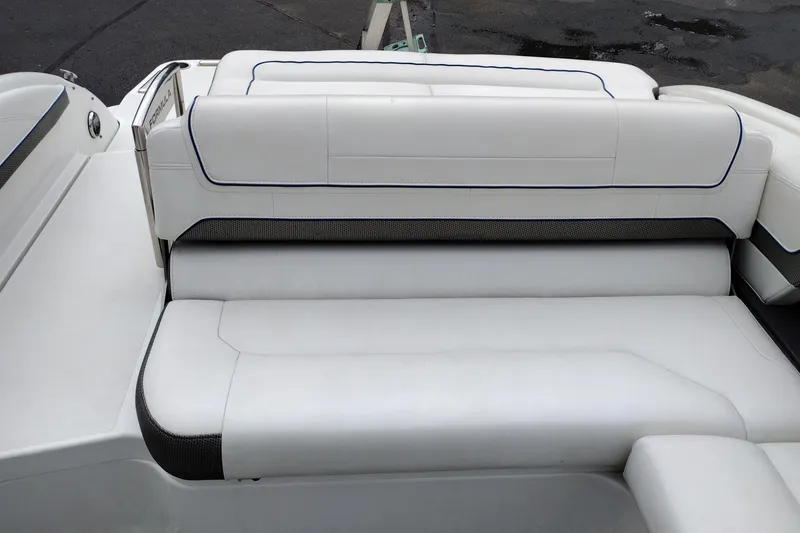 Slide: The Image of 2016 Formula 270 Bowrider boat with white cushioned seating and sleek design. - 43