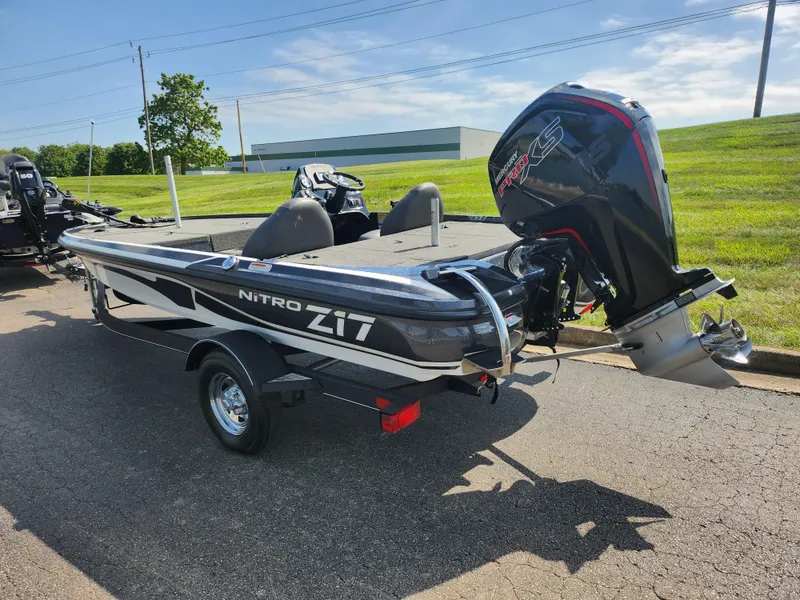 Slide: The Image of 2021 Nitro Z17 boat with powerful outboard motor on a trailer. - 3