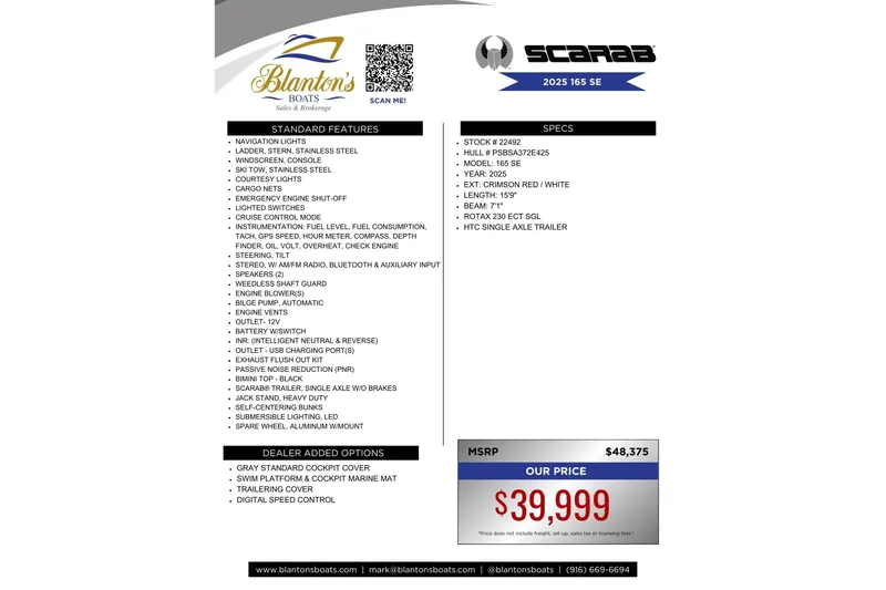 Slide: The Image of 2025 Scarab 165 SE boat features, specs, and pricing from Blanton's Boats. - 10