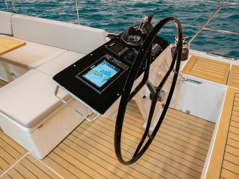 Slide: The Image of Modern helm station on 2025 Hanse 510 yacht with navigation equipment. - 5